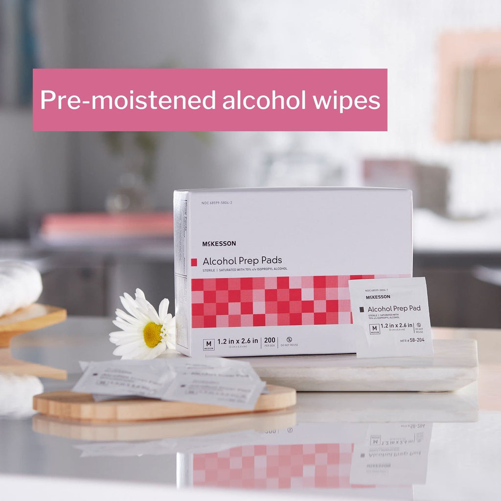 McKesson Alcohol Prep Pads [Pack of 4000] 70% Isopropyl, Individually Wrapped Wipes, Sterile, Medical-Grade, First Aid, Medium,