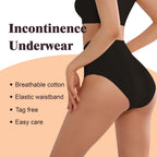 IRISMORII Leak Proof Incontinence Underwear for Women Washable Absorbent Bladder Control Postpartum Briefs 1Pack (Black XL)