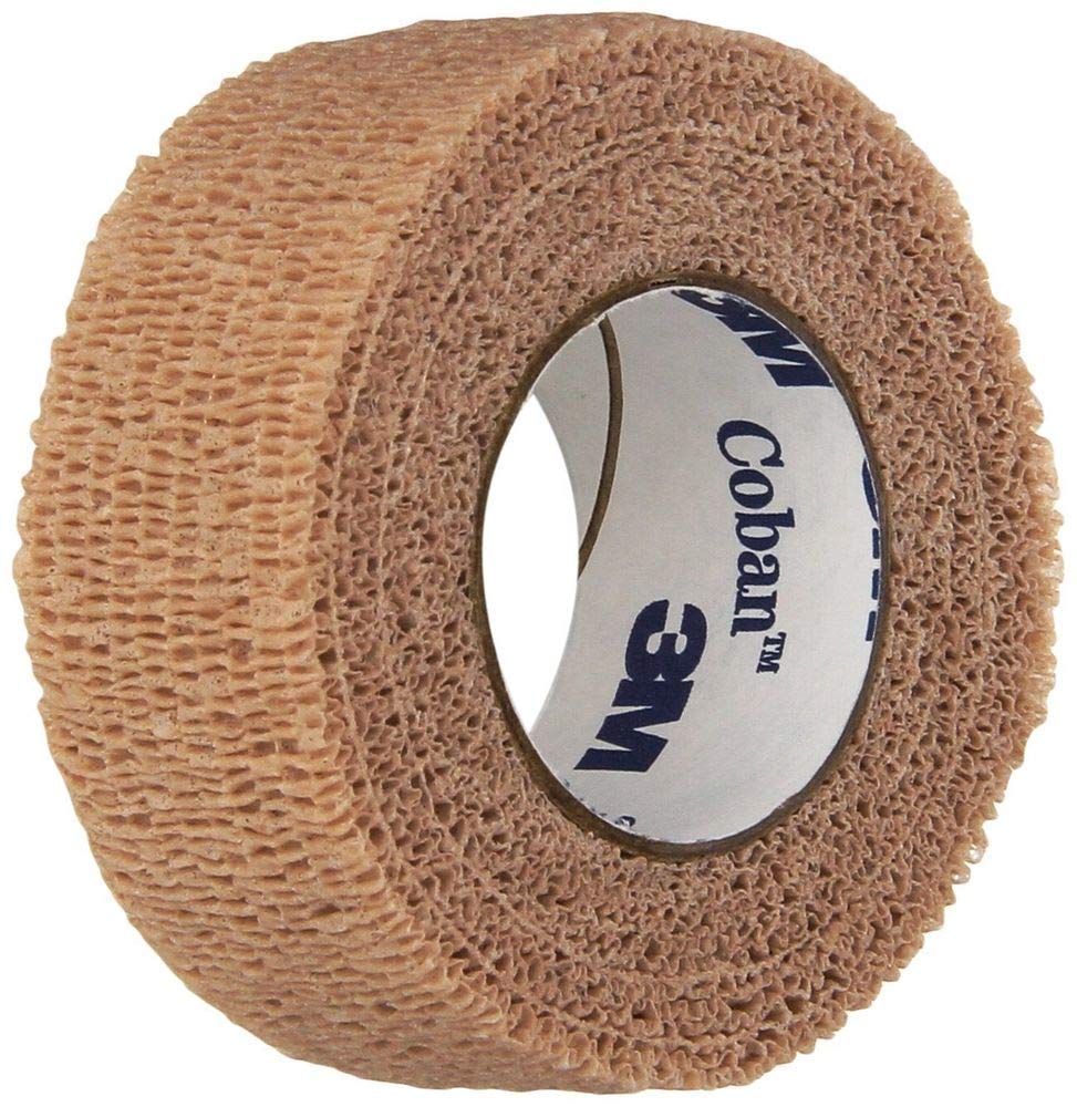 3M 74254 Coban Self-Adherent Wrap Compress or Protect Wound Sites and Immobilize Injuries, Tan, 1'' Width, 5yds Length, Pack of 