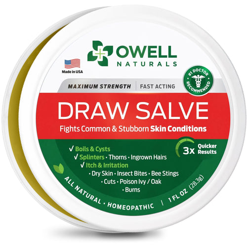 OWELL NATURALS Drawing Salve Ointment 1oz, ingrown Hair, Boil, Splinter Remover, Bug Spider Bites, bee Sting, Mosquito bite Itch