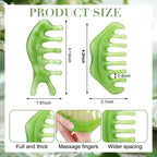 Geiserailie 2 Pieces Jade Combs Massage Stone Hair Gua Sha Scraping Scalp Comb Facial Massage Tool Multifunctional Handheld Head