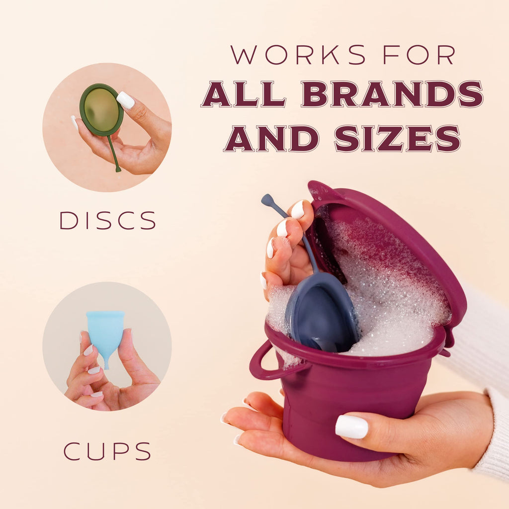 Pixie Menstrual Cup Compact Sterilizer - Good for Public Restrooms, Camping or Dorms - Collapsible Cleaner Container for Your Me