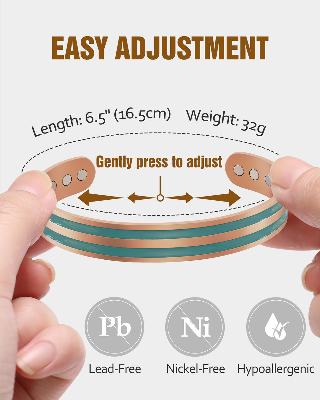 Jecanori Copper Magnetic Bracelets for Women, 99.99% Pure Copper Double Line Cross Bracelet