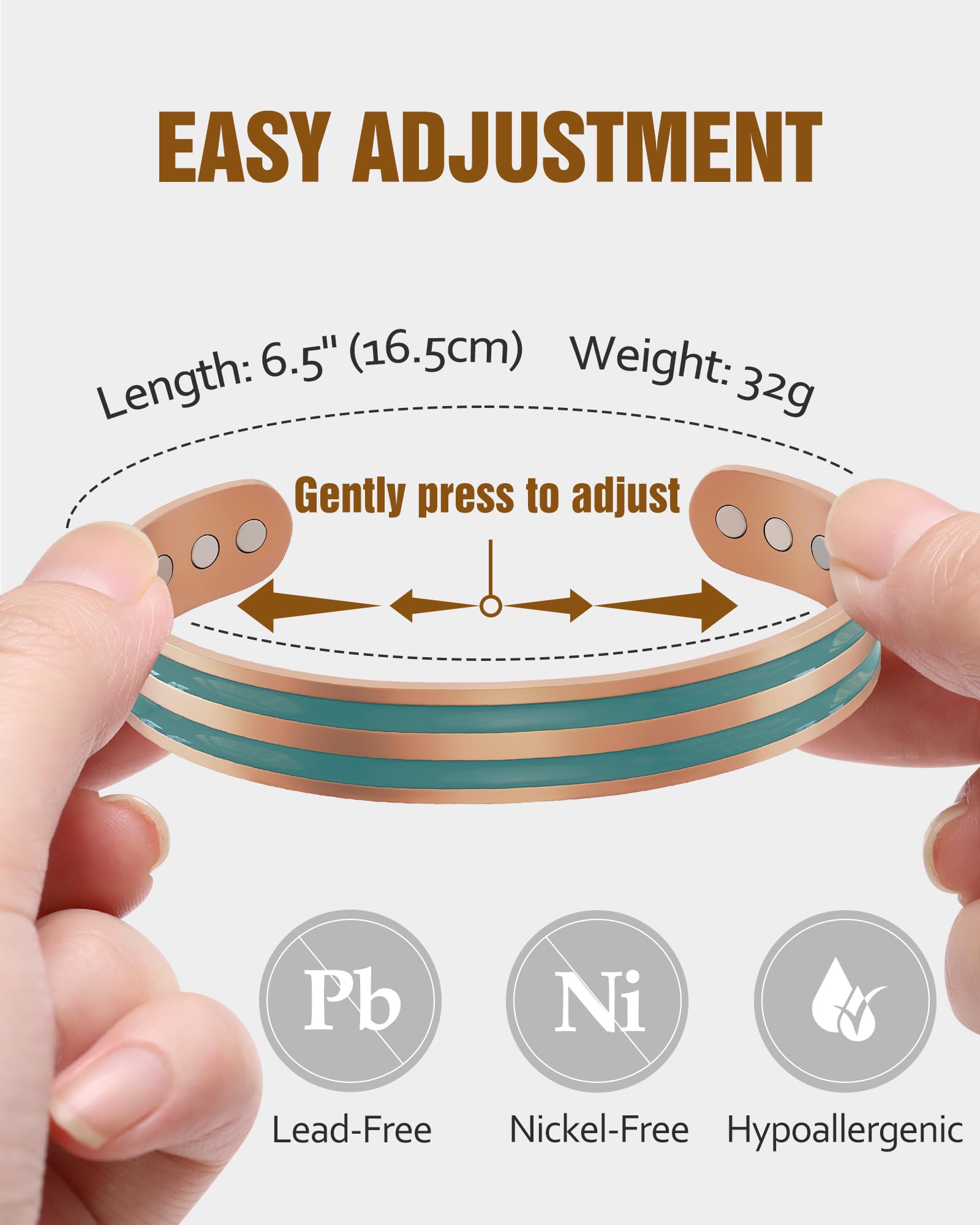 Jecanori Copper Magnetic Bracelets for Women, 99.99% Pure Copper Double Line Cross Bracelet