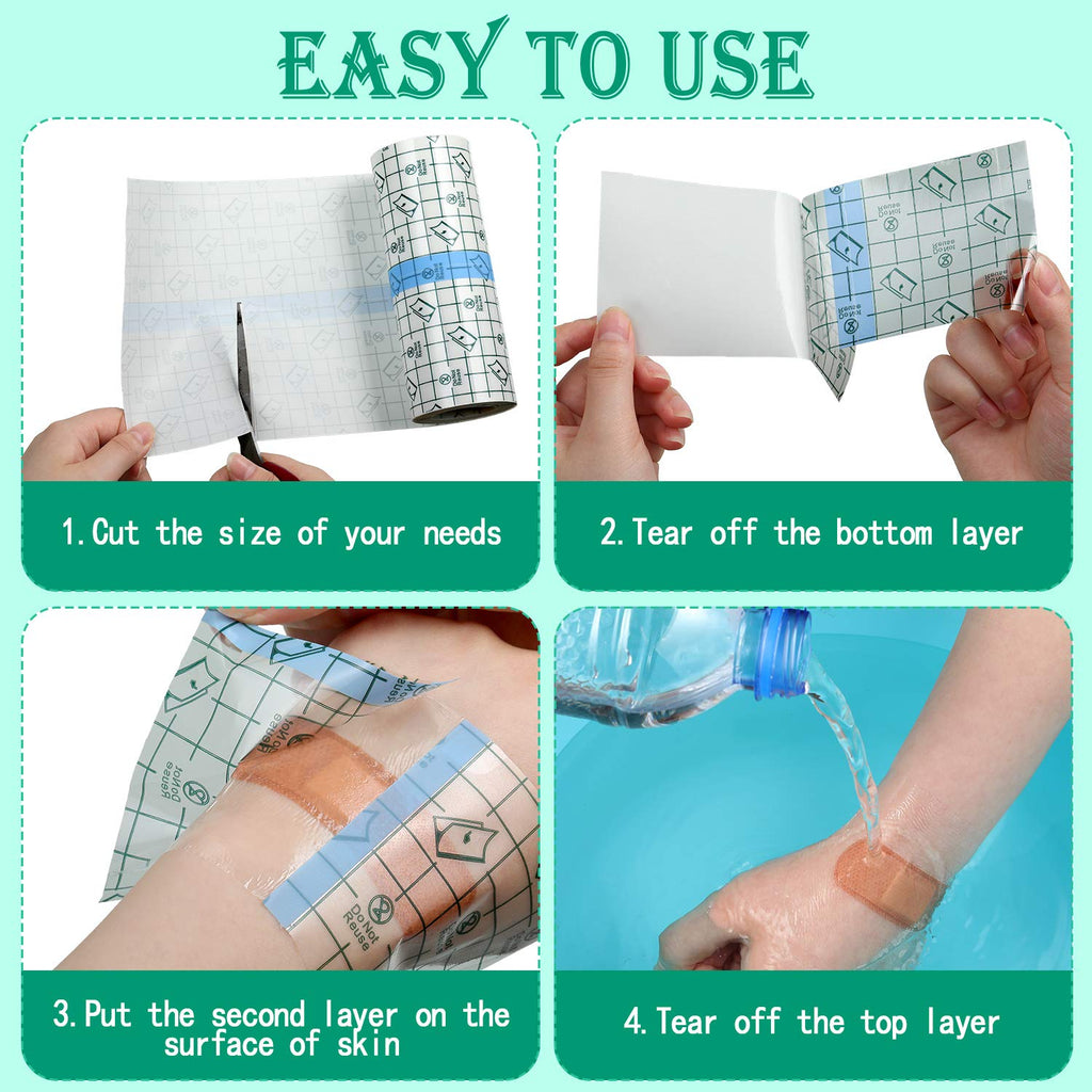 Transparent Dressing Adhesive Bandage Waterproof Clear Adhesive Bandages Stretch Tape for Tattoos Swimming (6 Inch x 10.94 Yard)