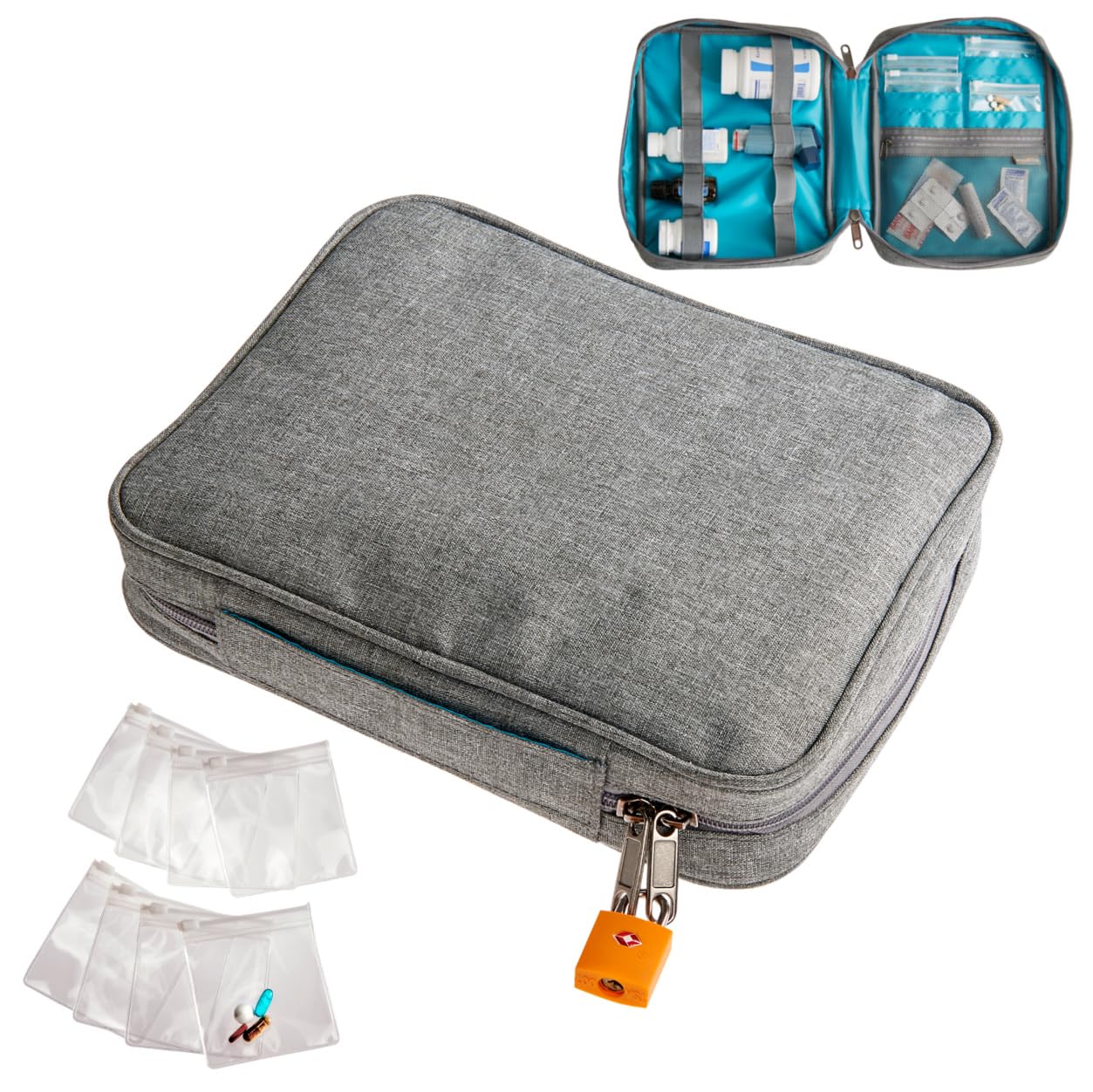 Smooth Trip Medicine Storage Bag and Medication Bottle Organizer - Slash-Resistant Medical Travel Bag with Food Grade Reusable P