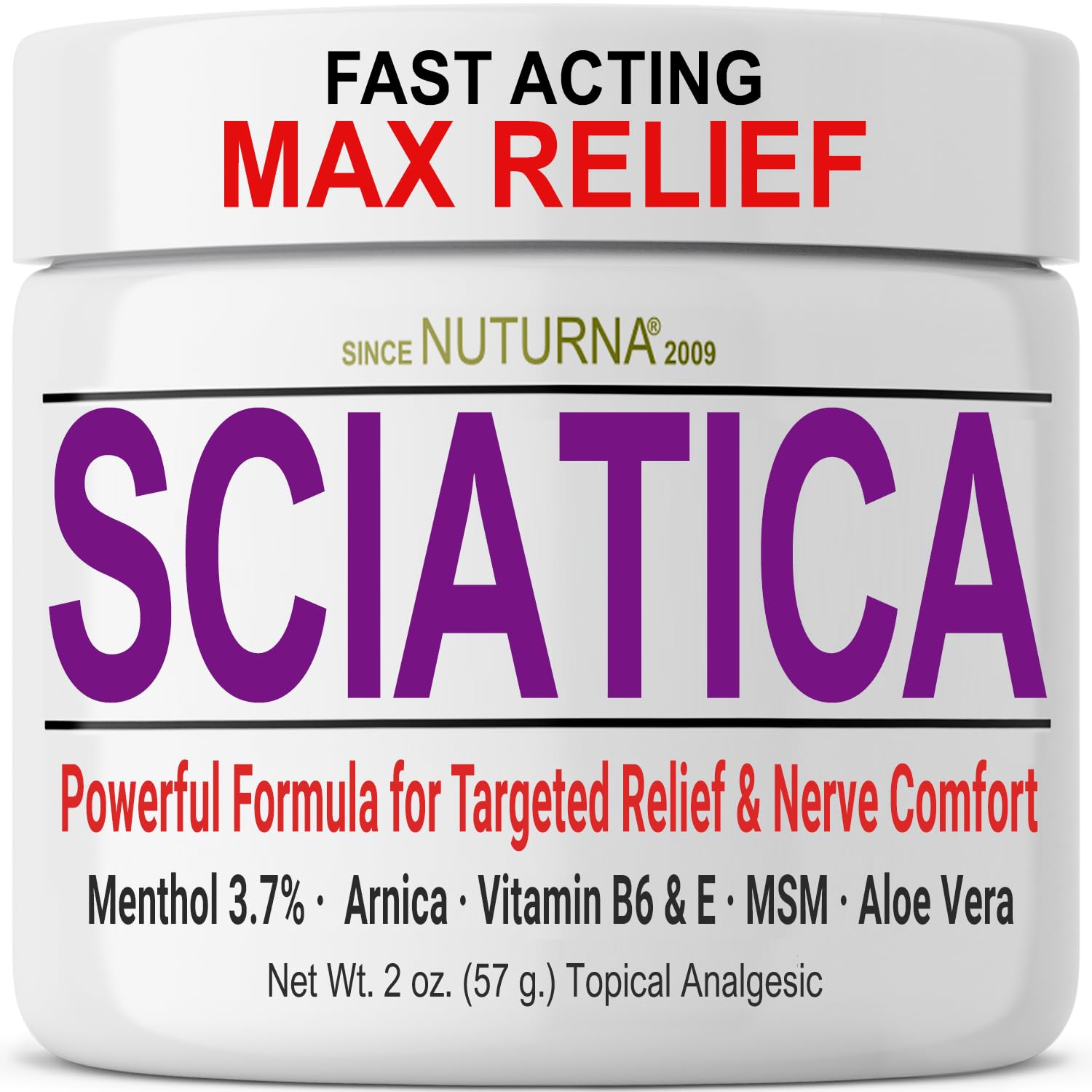 Sciatica Nerve Cream - Maximum Strength Comfort Cream for Feet, Hands, Legs, Toes, Back - Natural Ultra Strength Arnica, MSM, Me