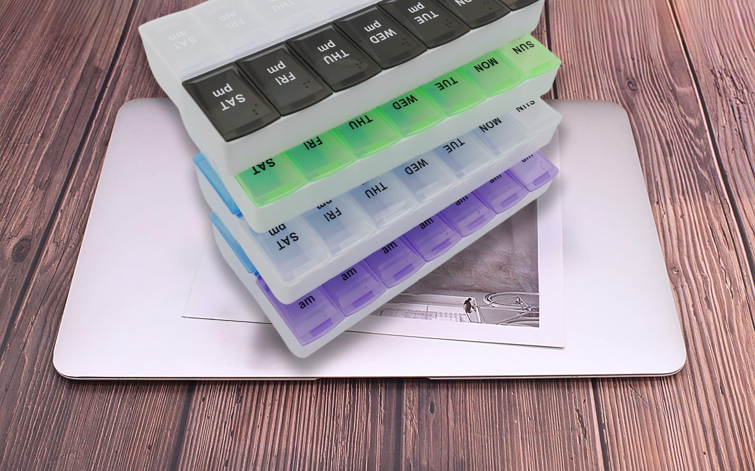 7 Day Weekly Pill AM PM Organizer, ShysTech Large Pill Case Pill Box for Pills/Vitamin/Supplements/Medication (Blue/Green)