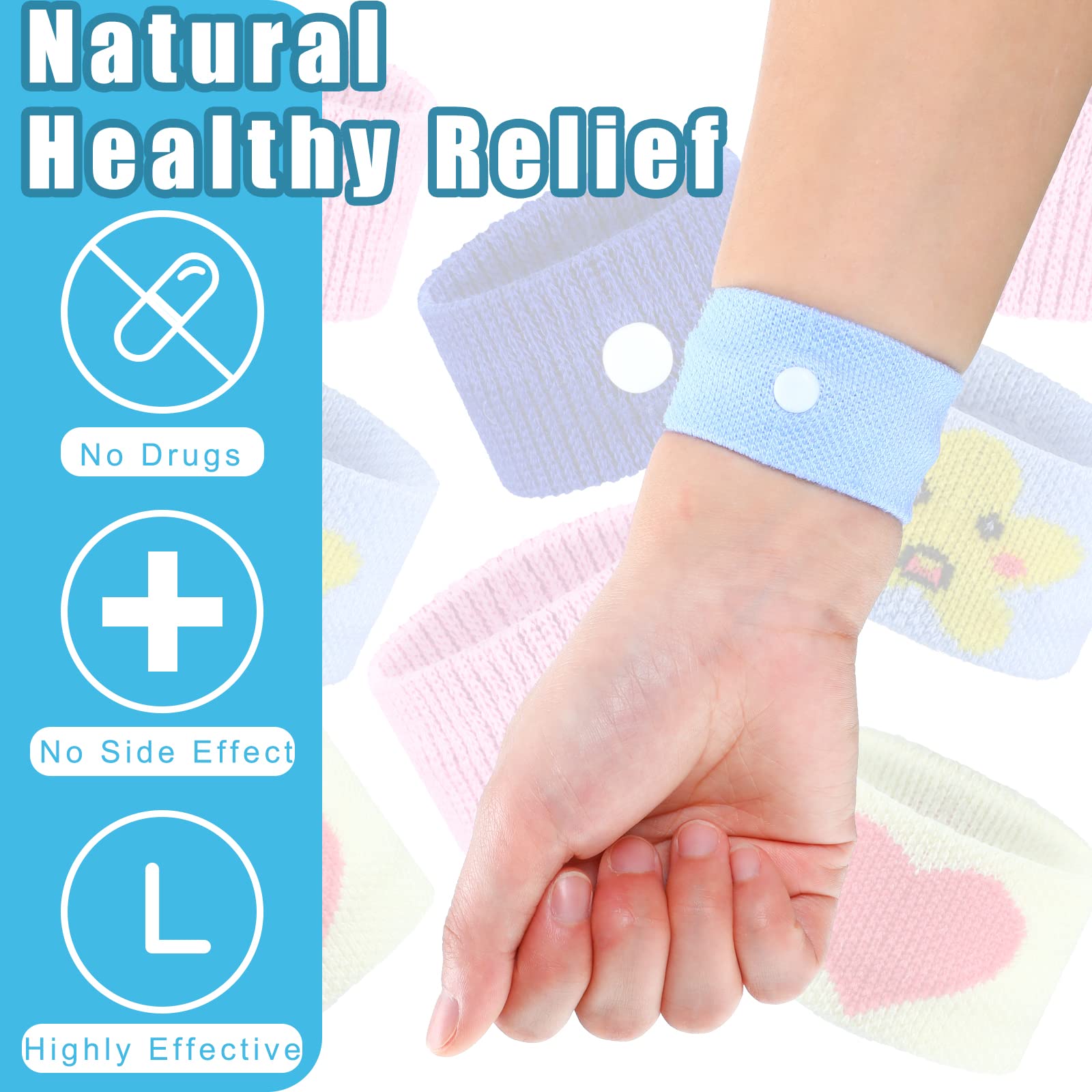 Tondiamo 4 Pairs Kids Motion Sickness Bands Travel Wristbands Kids Motion Sickness Relief Nausea Bands Wristbands Car Bracelet f