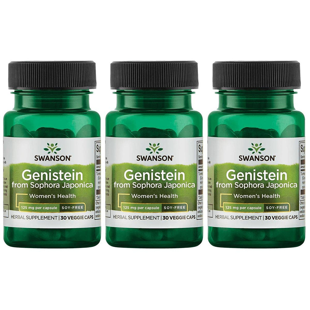Swanson Soy-Free Genistein - Plant-Based Natural Supplement for Women - Comfort & Balance - (60 Veggie Capsules, 125mg Each) 3 P