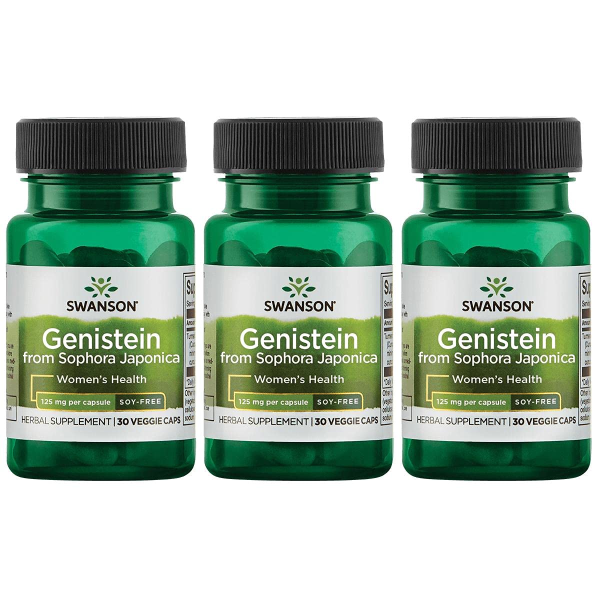Swanson Soy-Free Genistein - Plant-Based Natural Supplement for Women - Comfort & Balance - (60 Veggie Capsules, 125mg Each) 3 P