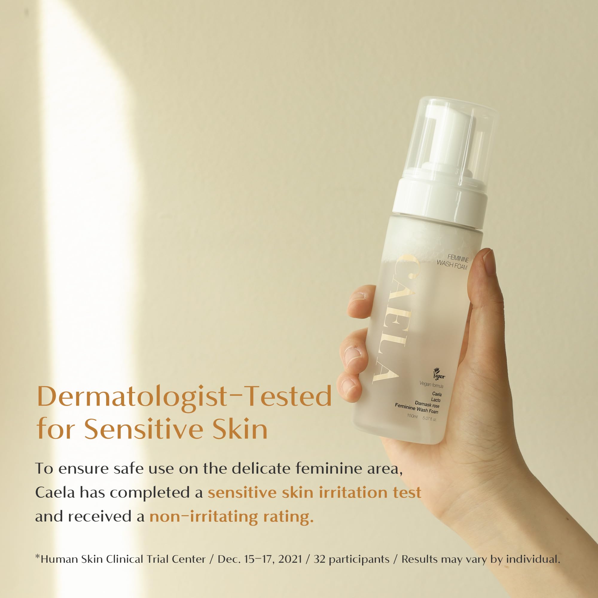 CAELA Feminine Wash Gel pH Balanced with Lactobacillus, Vegan Intimate Care, Damask Rose for Sensitive Skin, Korean Beauty, 6.76