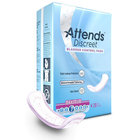 ADPMAX - Attends Discreet Women's Maximum Pads, 20 Count (x10)