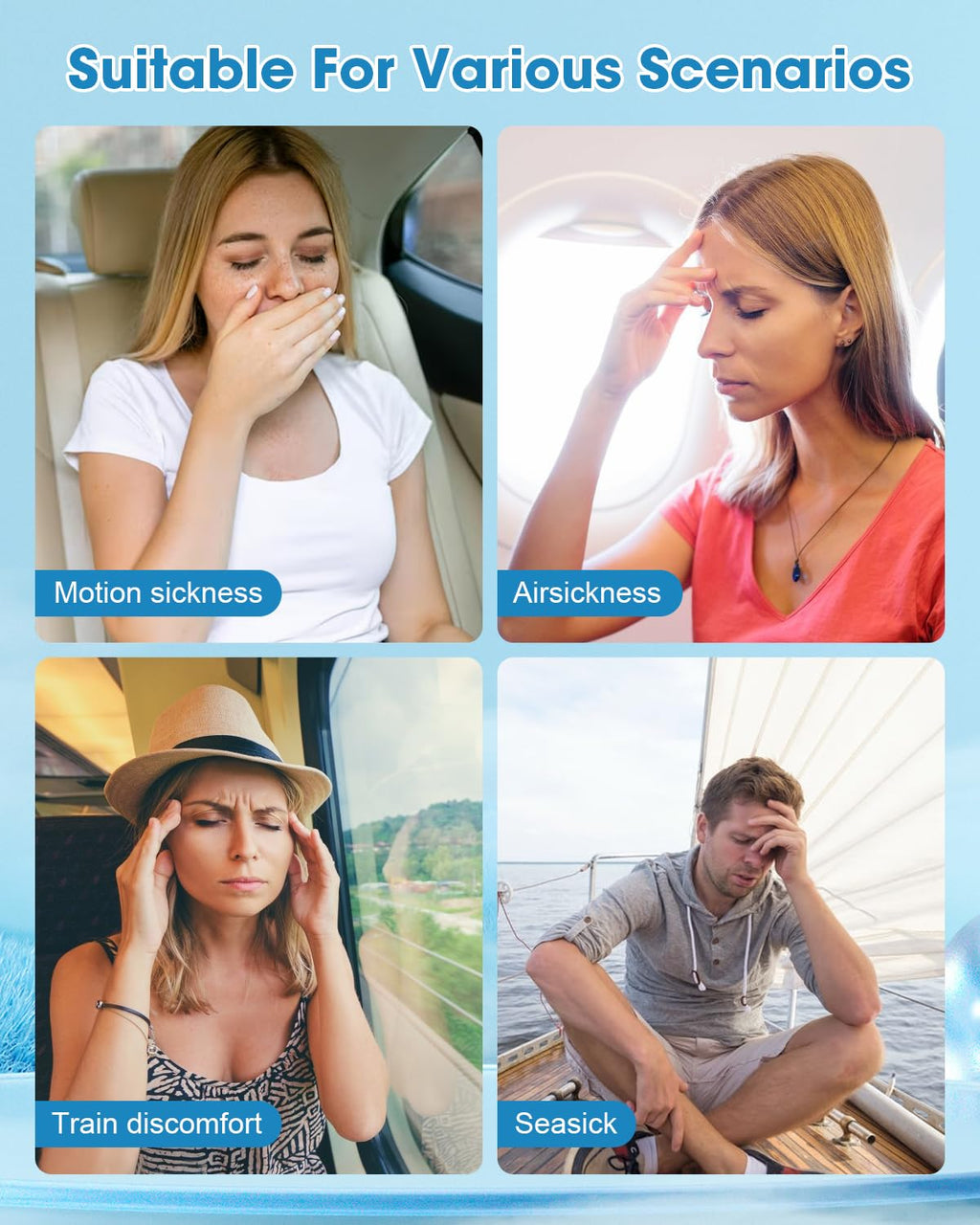 MQXUNMI Motion Sickness Patches, 28 pcs No-Drowsy Sea Sickness Patches for Car Sickness, Air Sickness and Travel Patch, Fast Eff