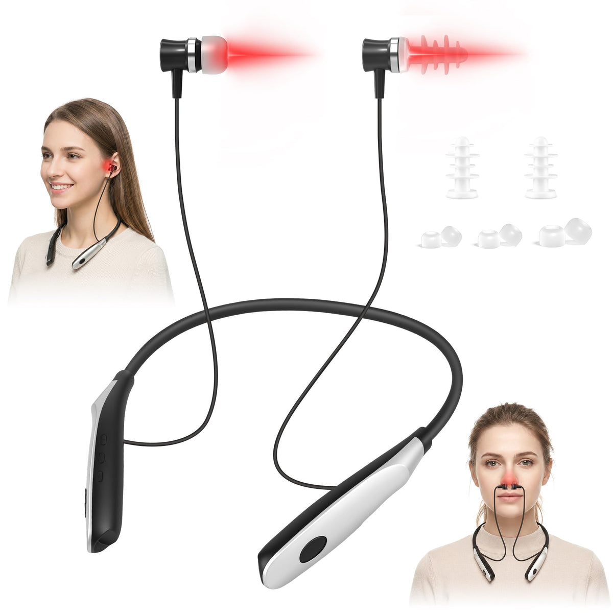 Red Light Therapy for Ears & Nose, 2in1 Infrared Nasal Therapy Device, 650nm Portable Red Light Therapy Device for Gentle Ear 