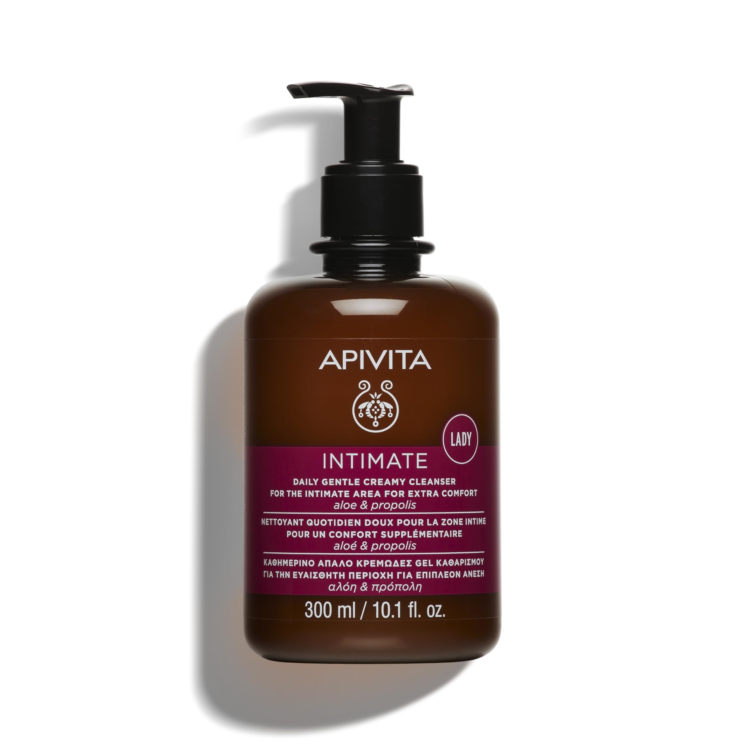 Apivita Intimate Feminine Wash, pH-Balancing Gentle Creamy Cleanser with Aloe & Propolis