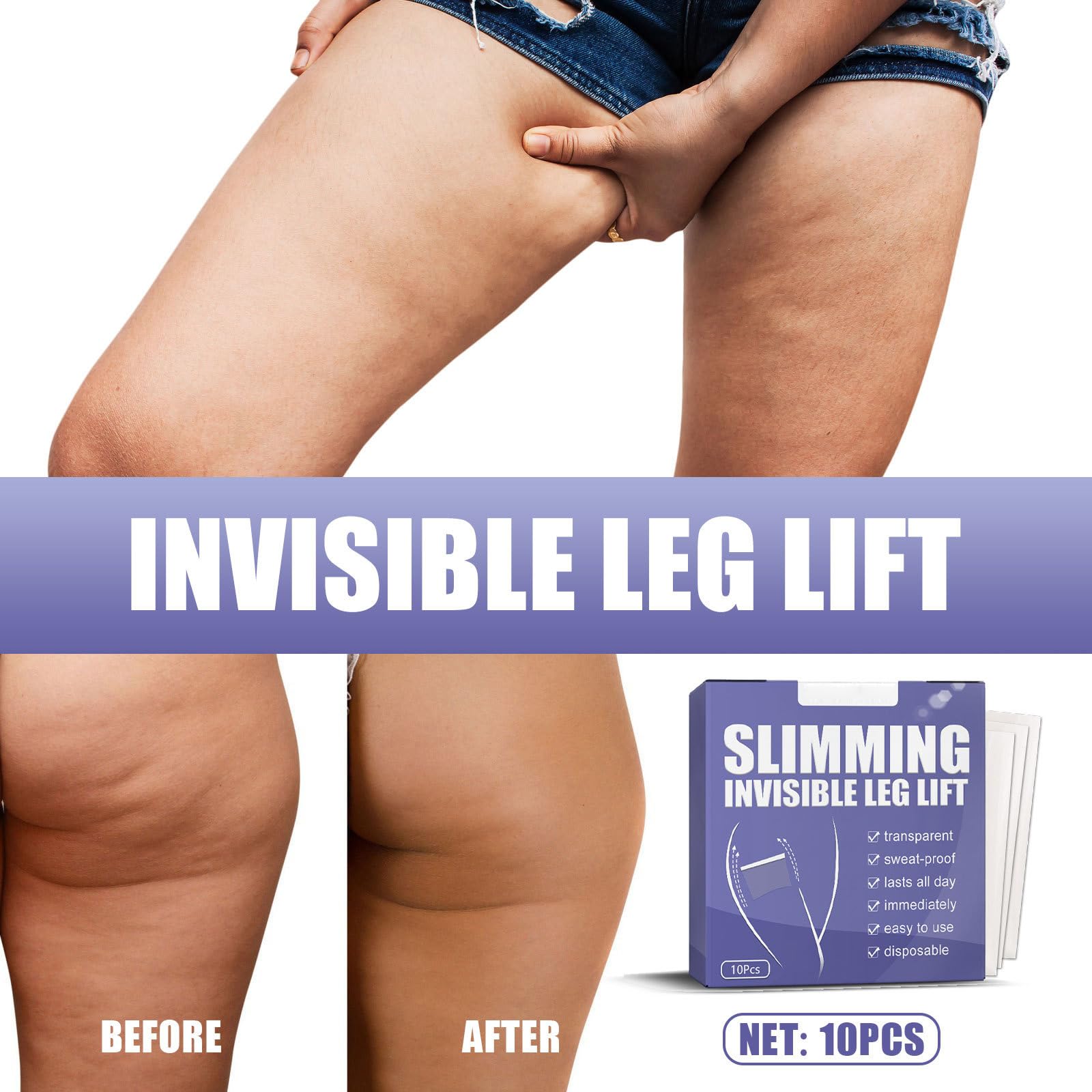 Thigh Lift Tape Transparent Lifting Adhesive Bandage Patch for Leg Body Sagging Skin Fat Anti Chafing Ultra Thin Inner Paste Wat