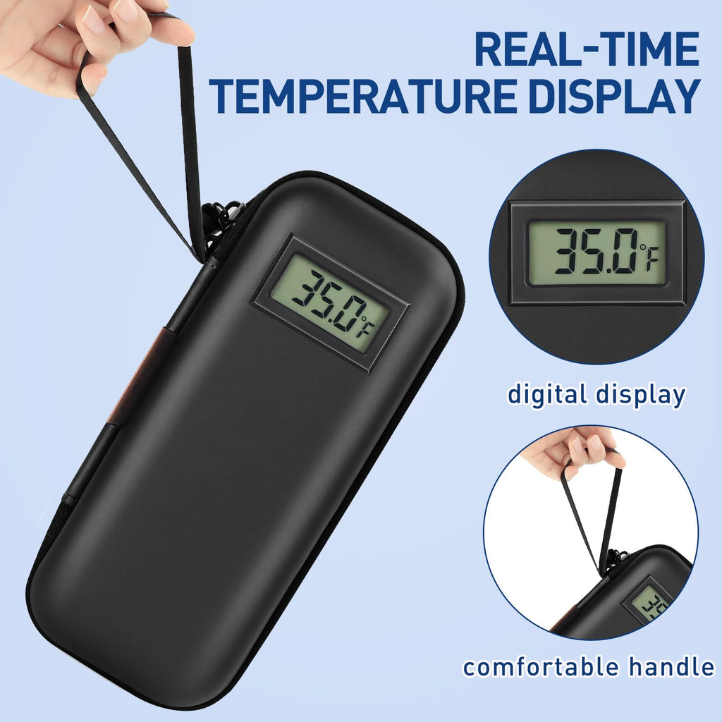 Insulin Cooler Travel Case, Portable Temperature Display Medicine Travel Cooler, Diabetes Case with 2 Reusable Ice Packs TSA App