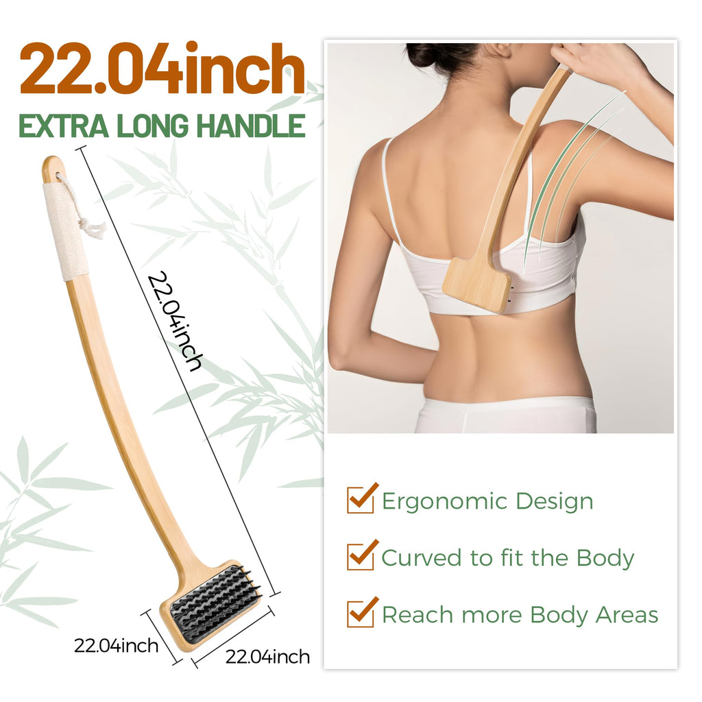 NURENDER Back Scratcher for Men, 22Extra Long Handle Bamboo Back Scratcher, 2 in 1 Back Massager and Body Scratcher, Gentle Re
