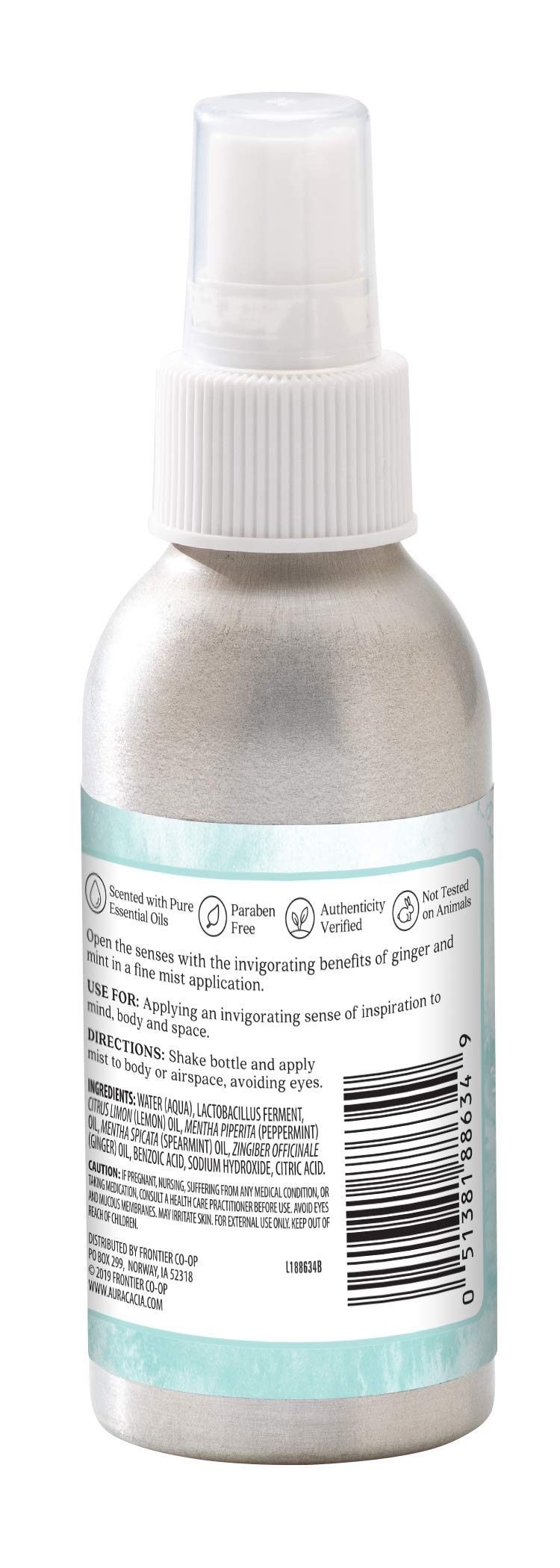 Aura Cacia Room and Body Mist, Invigorating Ginger and Mint, 4 Fluid Ounce