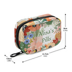 Custom Pill Box 7 Day Pill Case Bag Cactus Flowers Personalized Name Travel Pill Organizer Bag with Zipper Portable Weekly Case