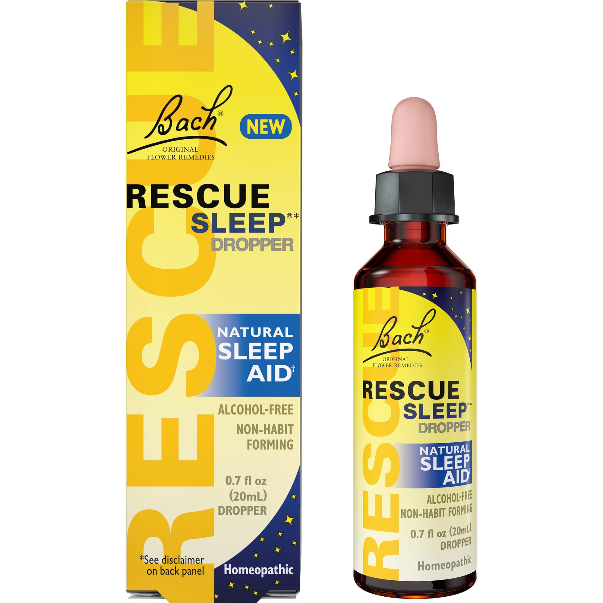 Bach RESCUE SLEEP Dropper 20mL, Natural Sleep Aid, Homeopathic Flower Essence, Free of Melatonin, Sugar, & Gluten, Family-Friend