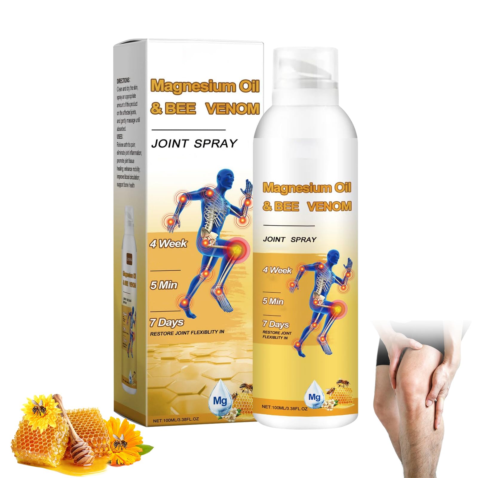 Aisigeren Magnesium Joint Spray, Magnesium Oil & Bee Venom Joint Healing Spray(100ML