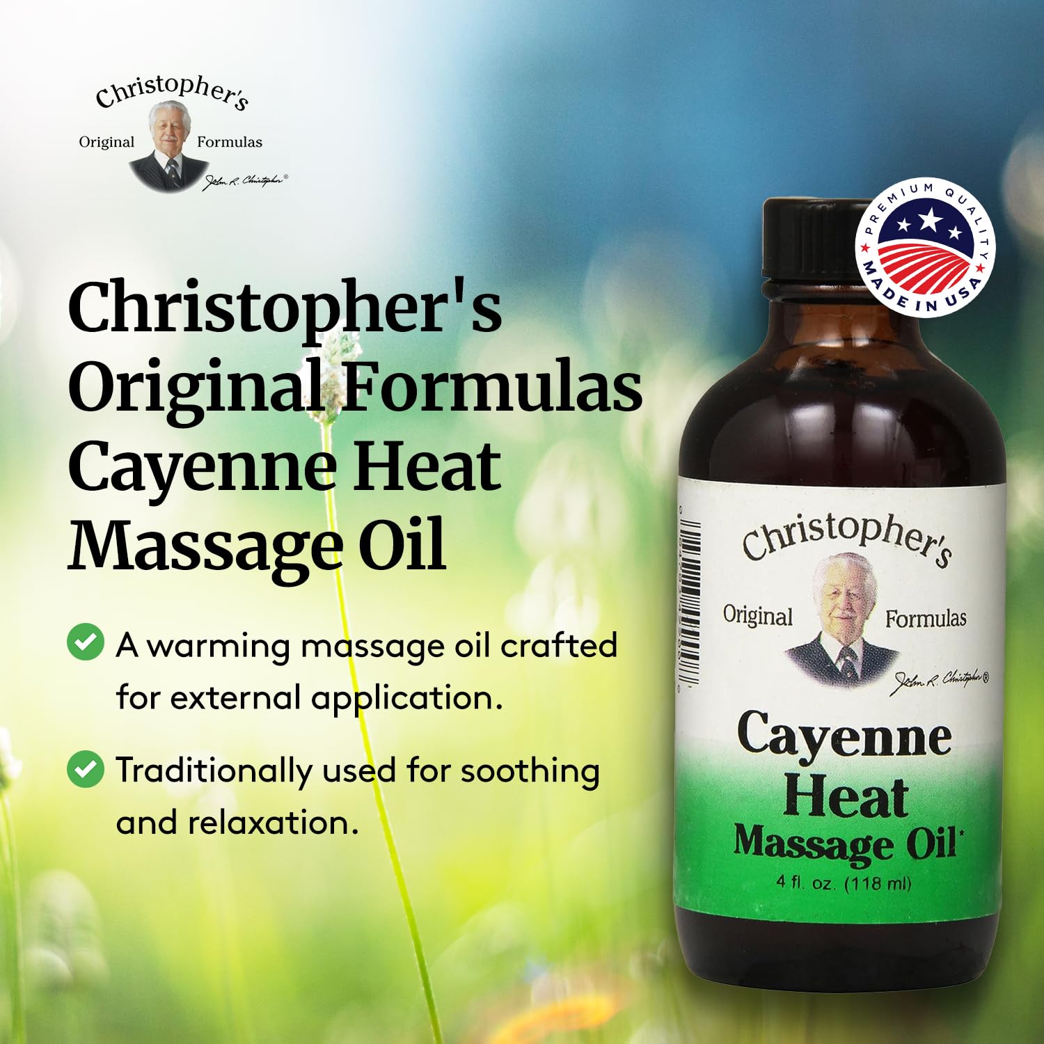 Christophers Original Formulas Cayenne Heat Massage Oil, 4 Fluid Ounce | Warming Sensation for Muscles & Joints | Natural Comfo