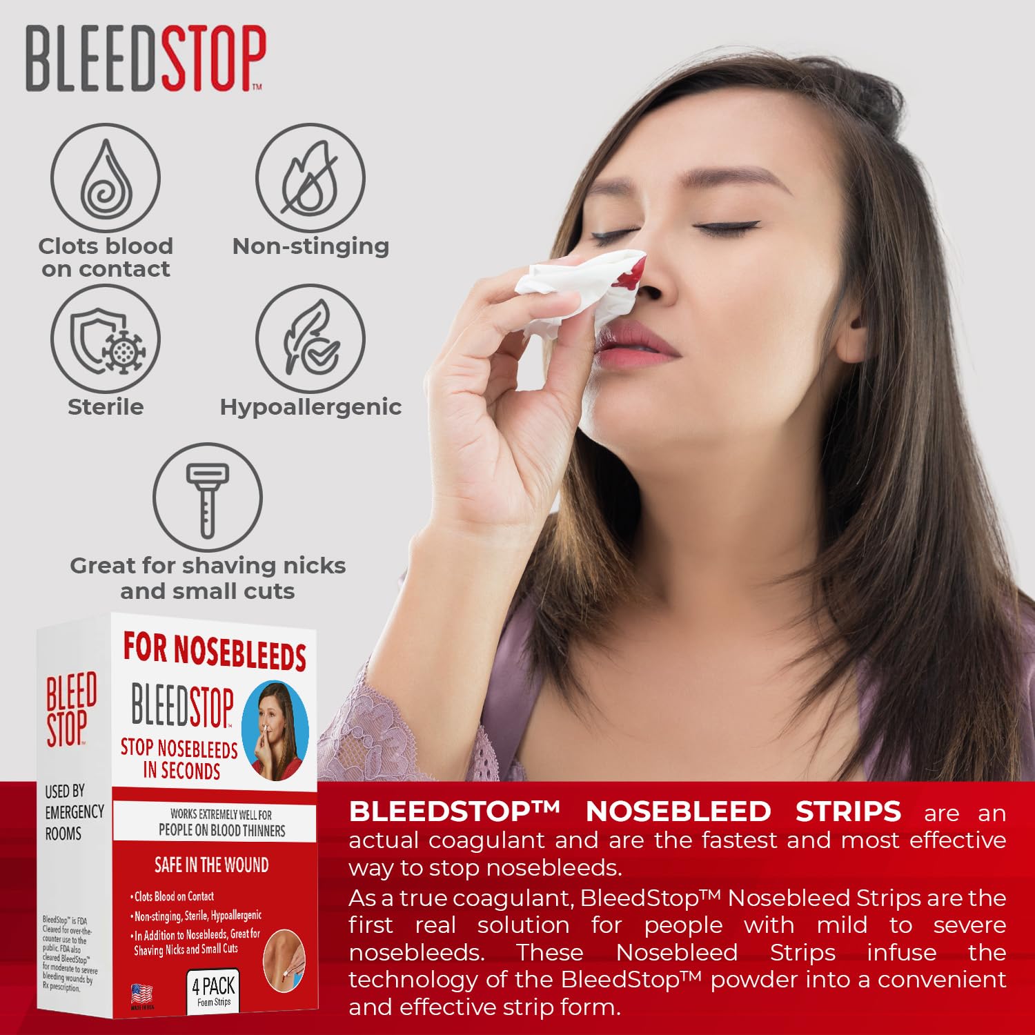 BleedStop First Aid Powder Strip for Blood Clotting, Trauma Kit, Blood Thinner Patients, Camping Safety, and Survival Equipment