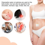 50pcs Castor Oil Belly Button Patch, 2.36inch White Castor Oil Pack Wrap Disposable Self-Adhesive Castor Oil Pad Organic Castor