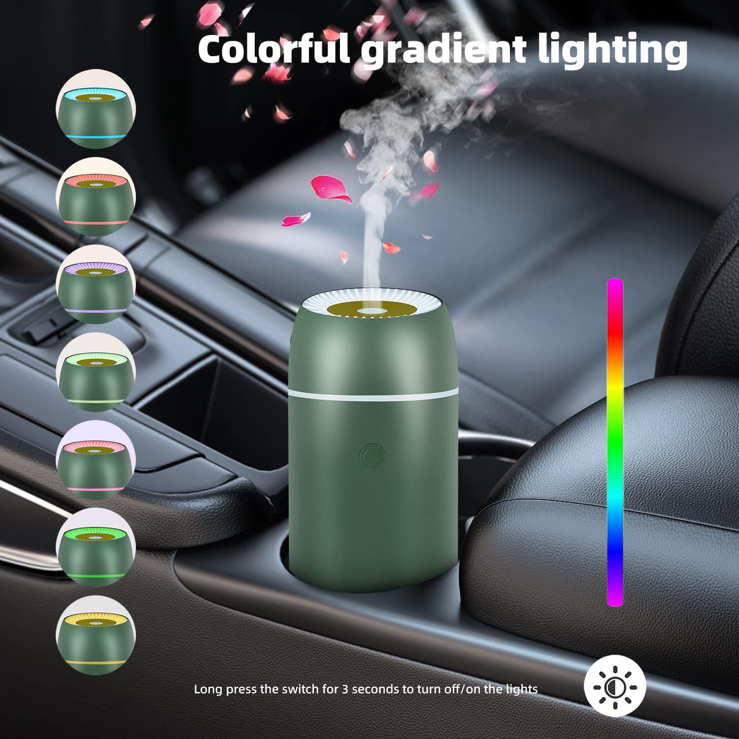 Car Diffuser for Essential Oils Portable Mini Ultrasonic Mist Humidifier 100ml USB Aromatherapy Diffuser Freshener with Colorful