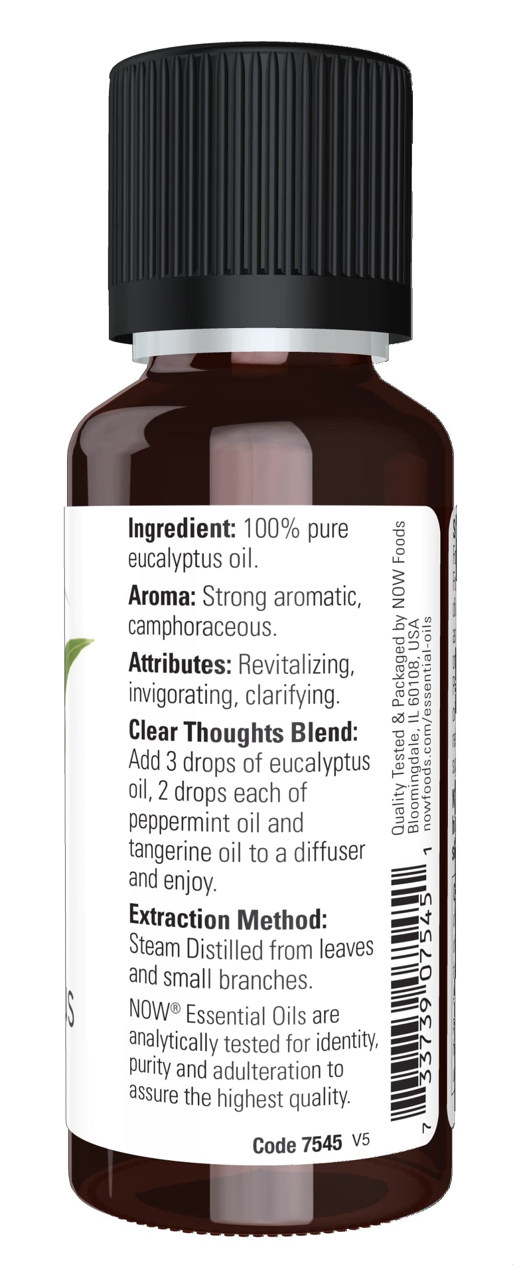 NOW Essential Oils, Eucalyptus Oil, Clarifying Aromatherapy Scent, Steam Distilled, 100% Pure, Vegan, Child Resistant Cap, 1-Oun