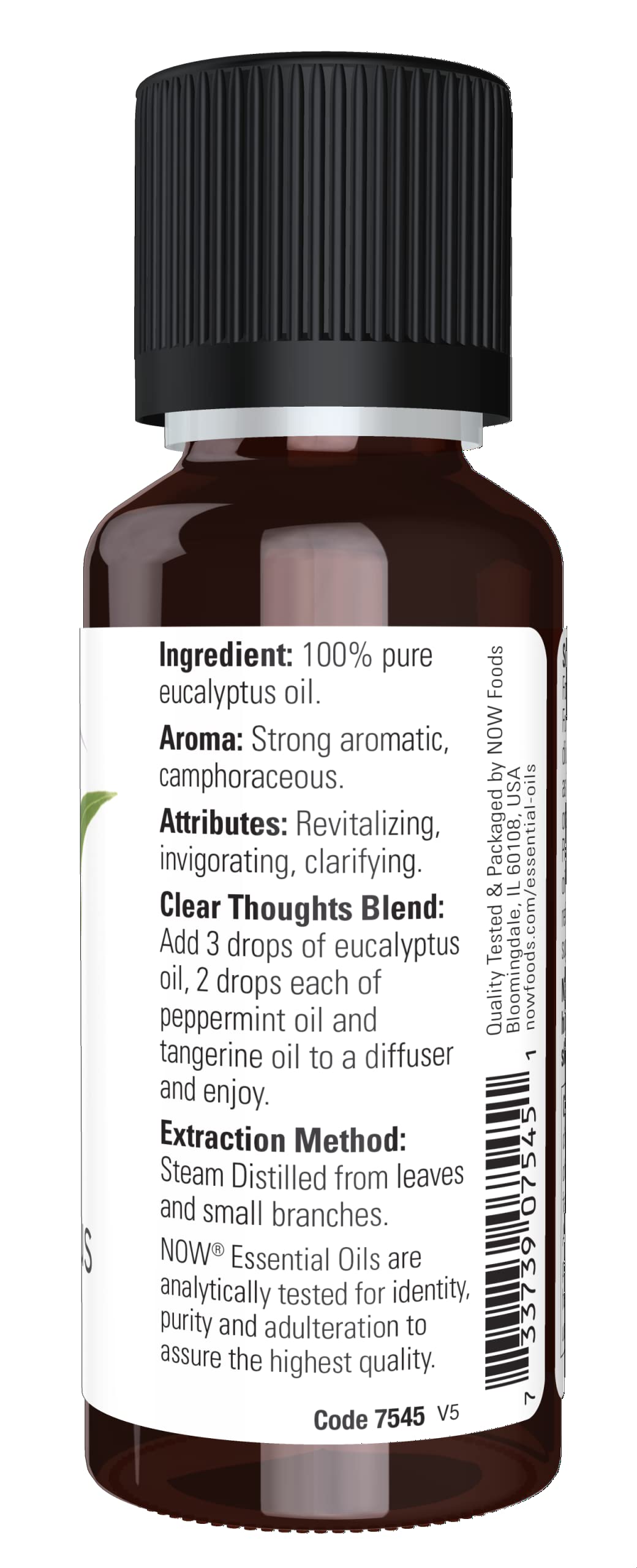 NOW Essential Oils, Eucalyptus Oil, Clarifying Aromatherapy Scent, Steam Distilled, 100% Pure, Vegan, Child Resistant Cap, 1-Oun