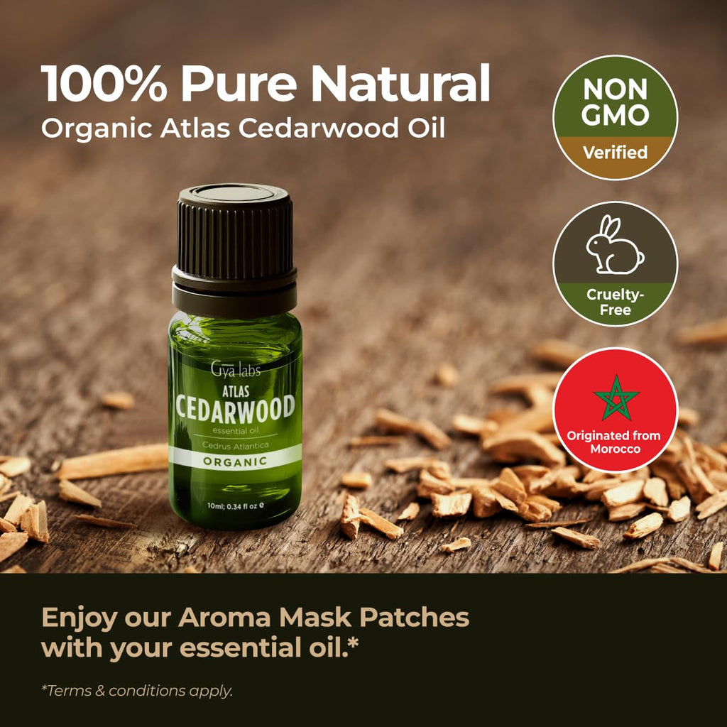 Gya Labs Organic Cedarwood Essential Oil for Diffuser - 100% Pure Natural Cedarwood Oil Organic for Skin & Hair (0.34 Fl Oz)