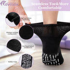 Revosoxs Diabetic Socks with Grippers for Men Women,5 Pairs Non Binding Diabetic Ankle Socks with Grips,Seamless Socks for Women