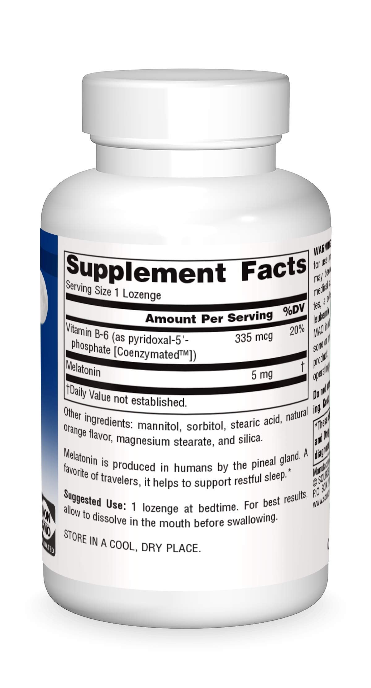 Source Naturals Melatonin, Dietary Supplement That Supports Sleep* 5 mg - 200 Orange Flavored Lozenges