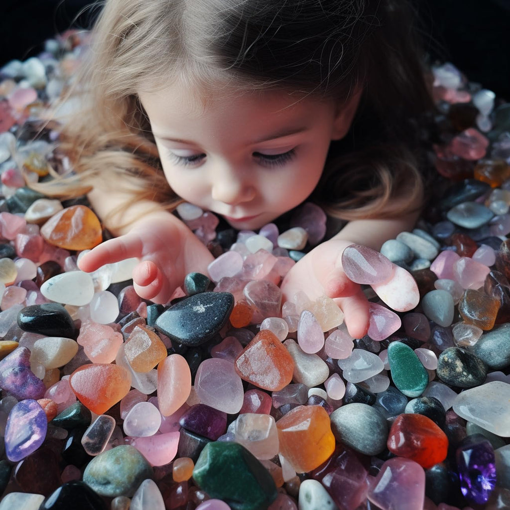 800Pcs+ (3lb) Gemstones and Crystals Set,30Kinds+ Bulk Rocks and Minerals Science Kit,Rocks Collections for Kids,Tumbled Chips C