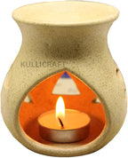 KC Kullicraft Black Ceramic Aroma Diffuser Oil Burner Clay Lamp Wax Warmer Tea Light Holder for Home Dcor (Free 1 Candle Tea Lig
