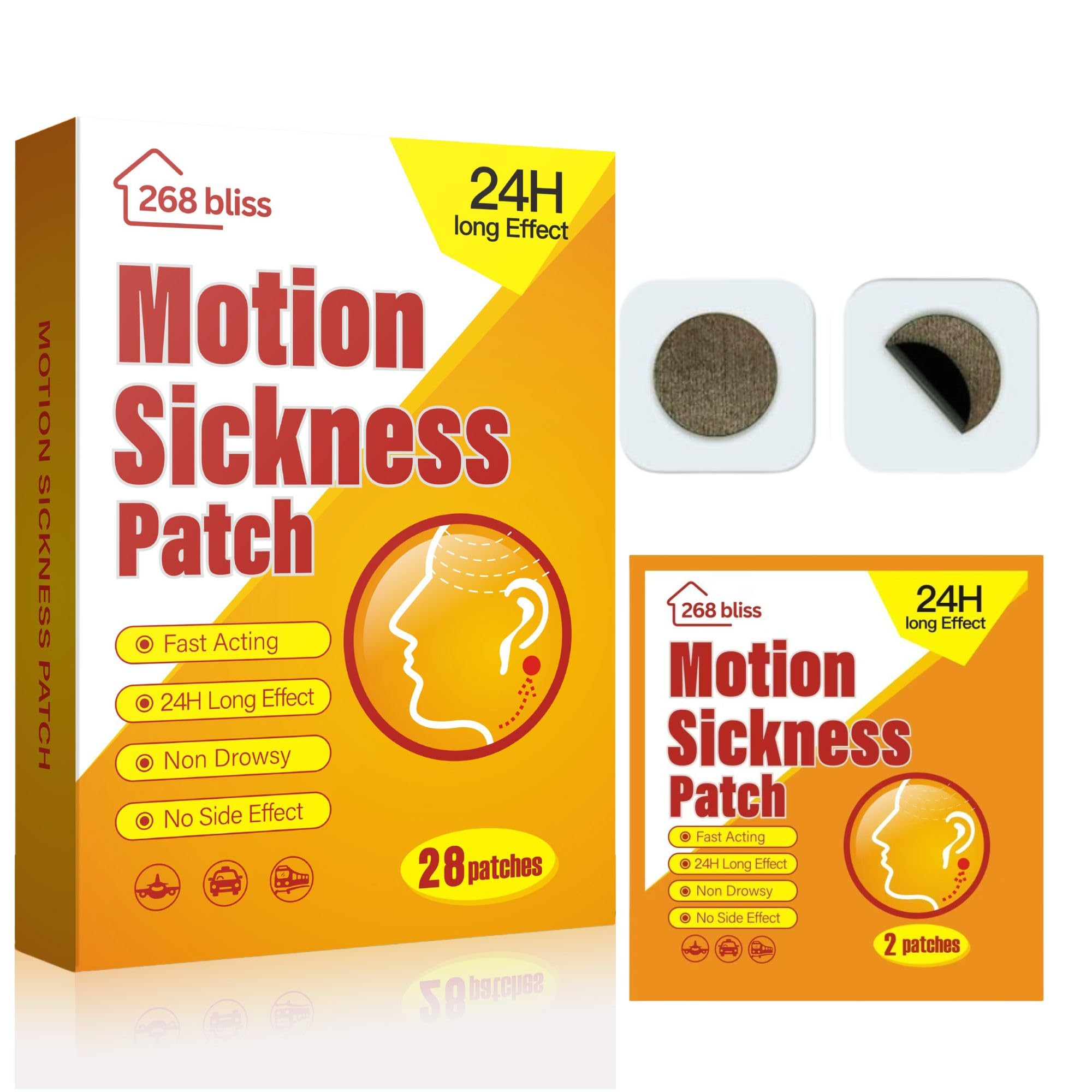 Motion Sickness Patches for Cruise,Car,Bus,Ships,Airplane,Park Rides - Non-Drowsy - Travel Essentials for Adults and Kids (28 Co
