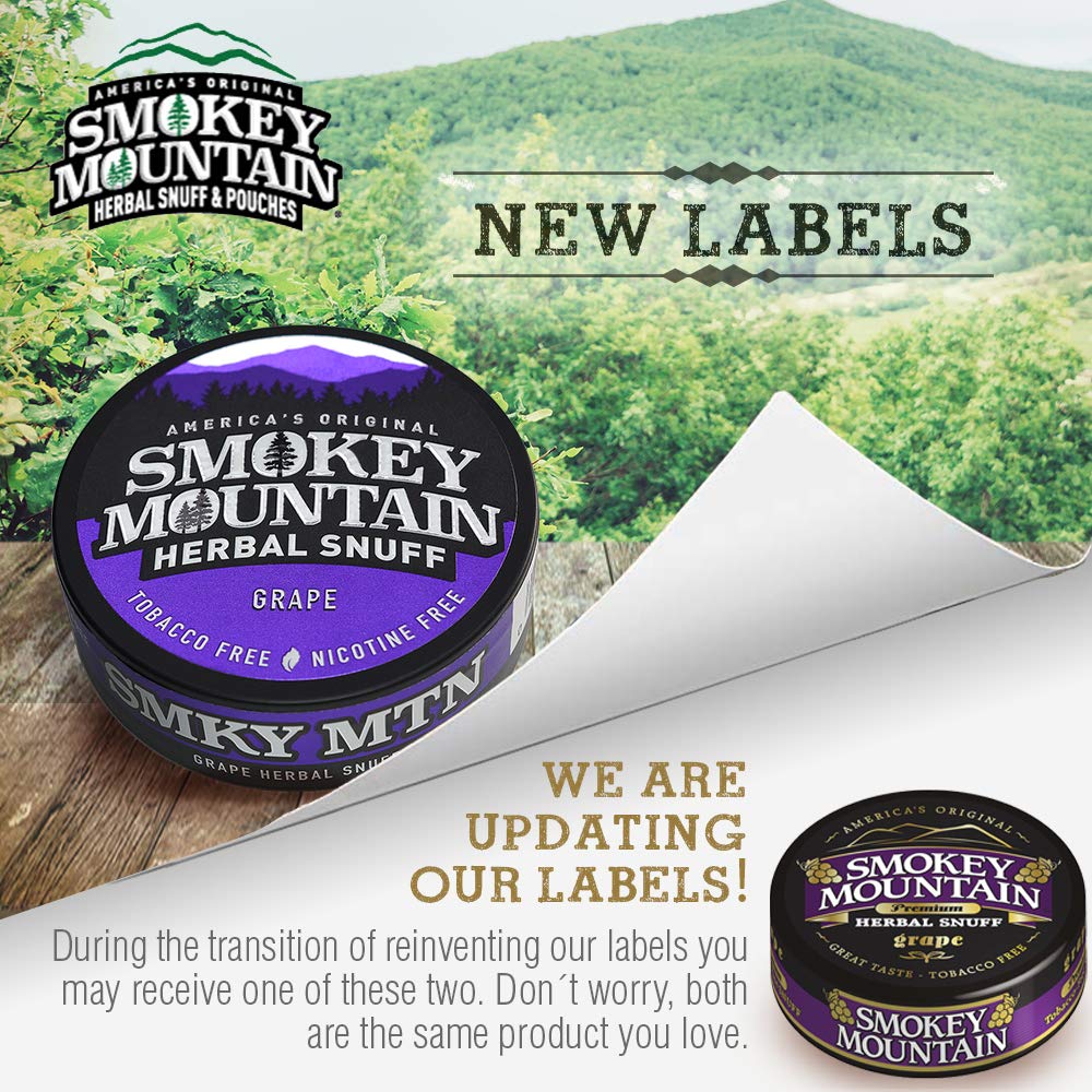 Smokey Mountain Herbal Long Cut - Grape - 1 Can - Tobacco Free and Nicotine Free Snuff