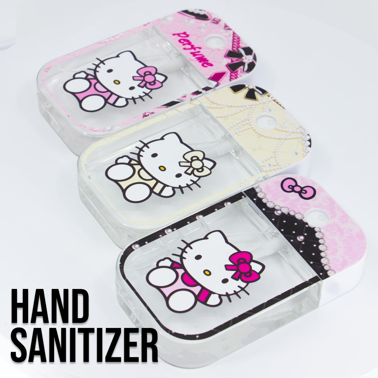 Glam Lux 79 Bundle Glam Hello Kitty Set of 3 Hydrating Deodorizing Antibacterial Hand Sanitizer Spray Mist Non-Drying Compact Tr