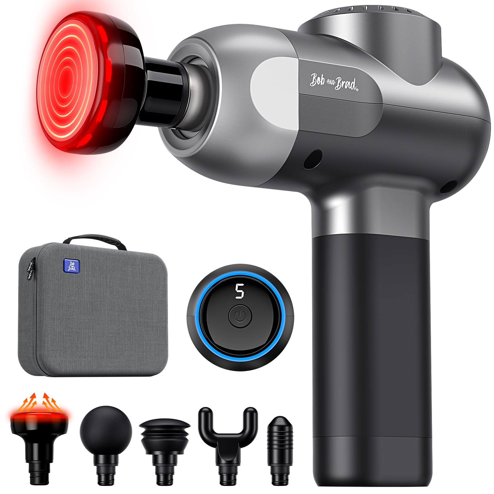 BOB AND BRAD C2 Plus Massage Gun with Heat, Deep Tissue Percussion Massager Gun, Muscle Massager, Electric Back Massagers for Pr