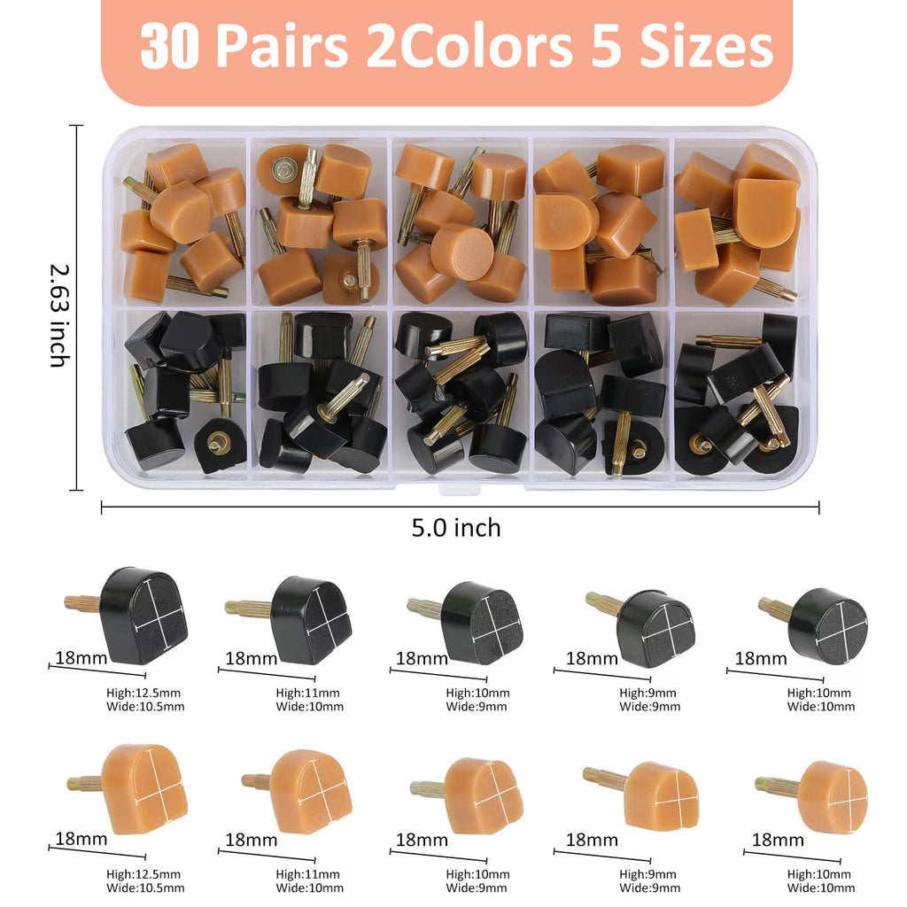 YEHAM 30 Pairs Womens High Heel Shoes Replacement Tips Pin, Round and Square Heel Repair Caps for Repairing Shoes