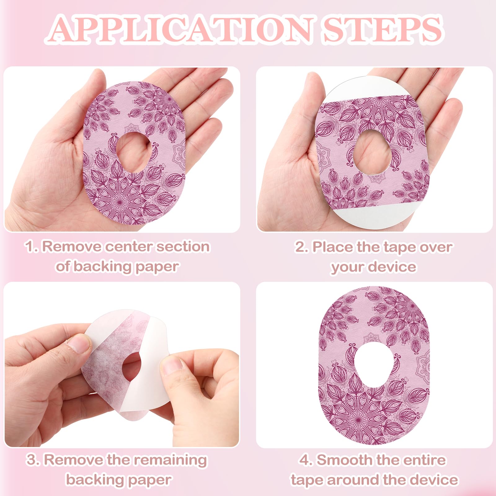 TrelaCo 36 Pcs Adhesive Patches Compatible with G7 Waterproof Overpatches Breathable Colorful Mandala Floral Pre Cut Cover Patch