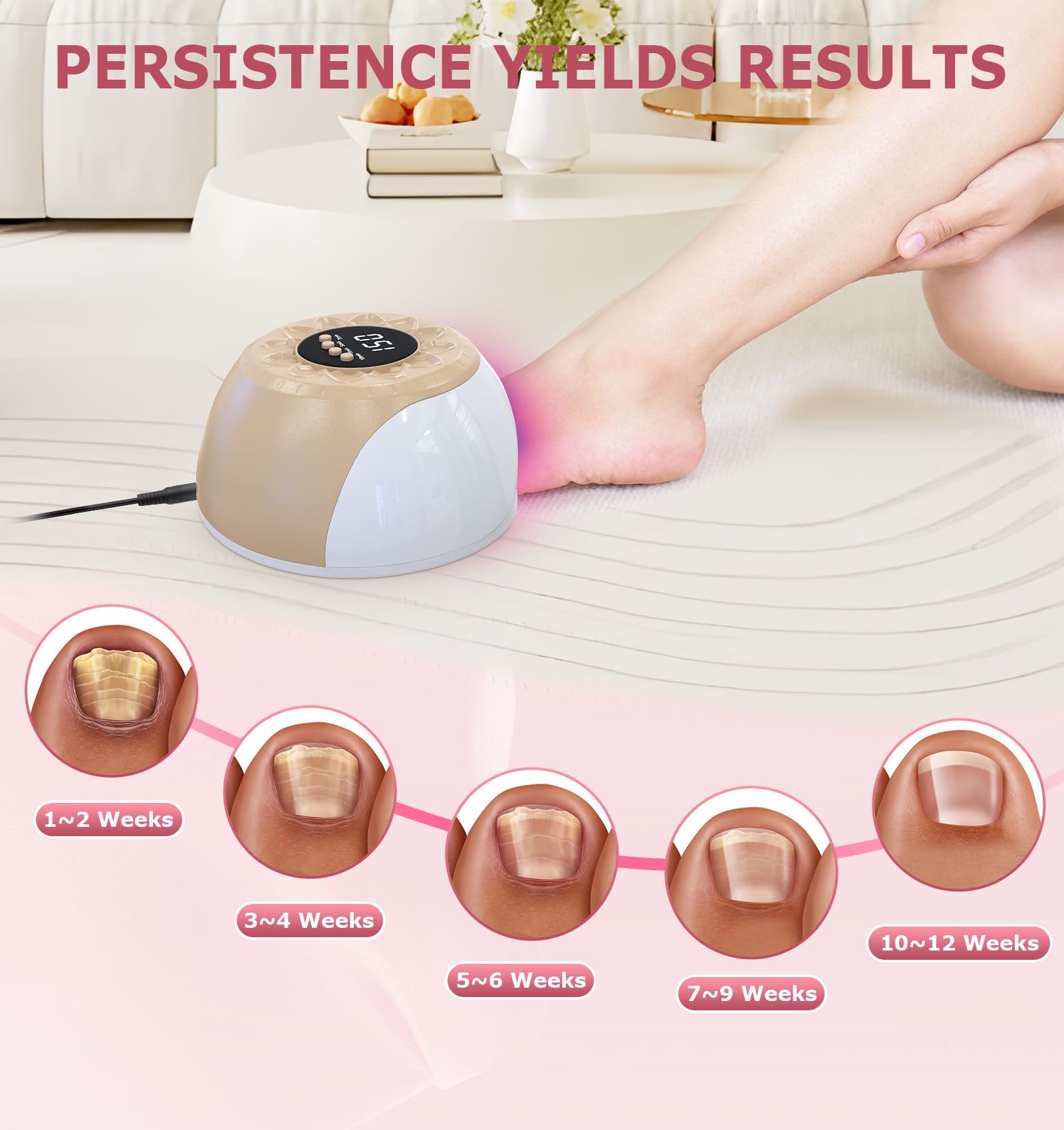 Upgraded Large Nail Lamps, 42pcs*650nm+15pcs*470nm,Intelligent Sensor&Digital Display (Gold)