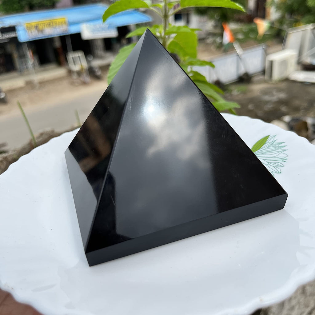 Large Black Shungite Pyramid | EMF Protection | Meditation | Home Protection Crystal | Home Decor Crystal | Detox Crystal | Puri