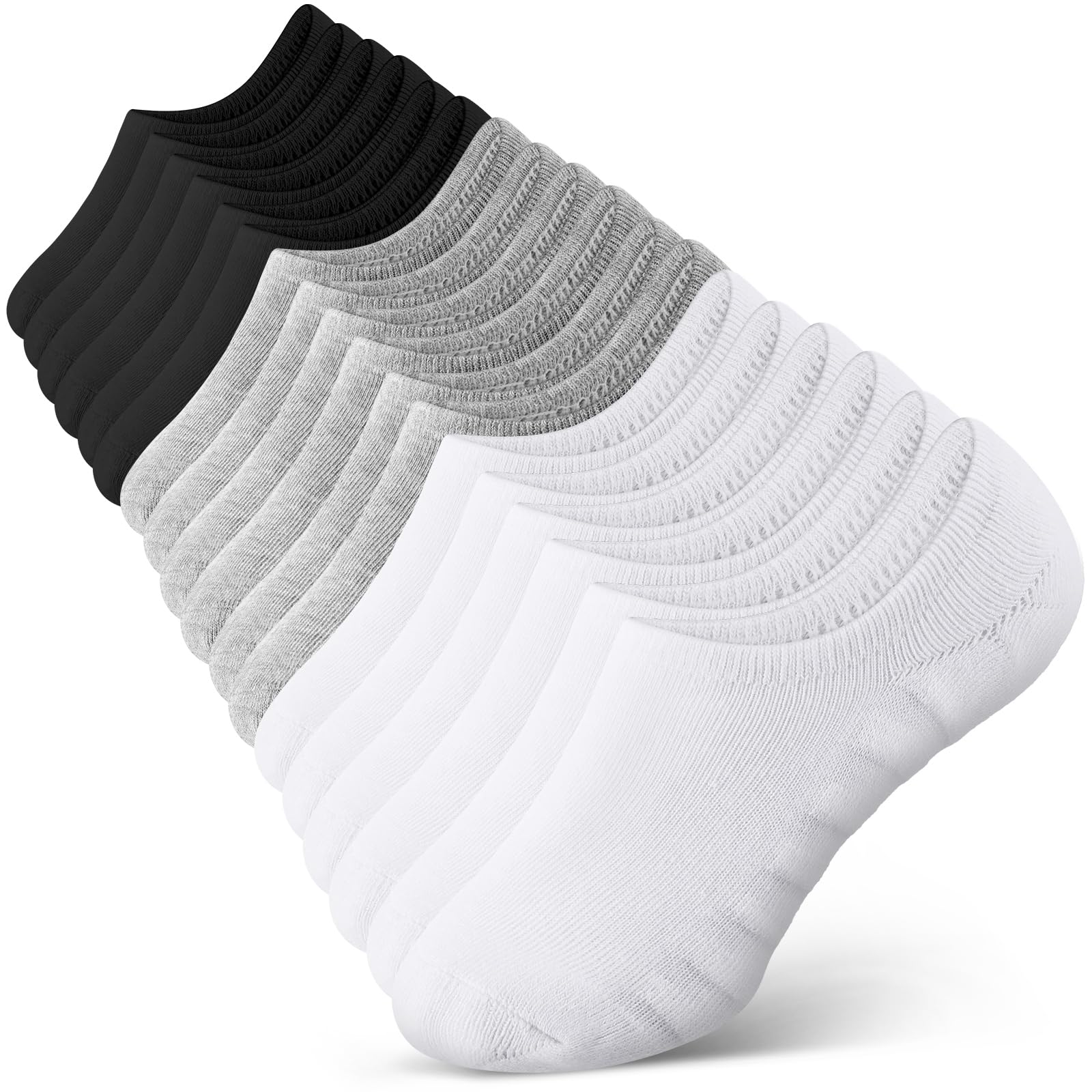 Halfchet 9 Pairs Diabetic Liner Socks Padded Plus Size Anti-slip Diabete No Show Non-binding Liner Socks with Silicone Heel Grip