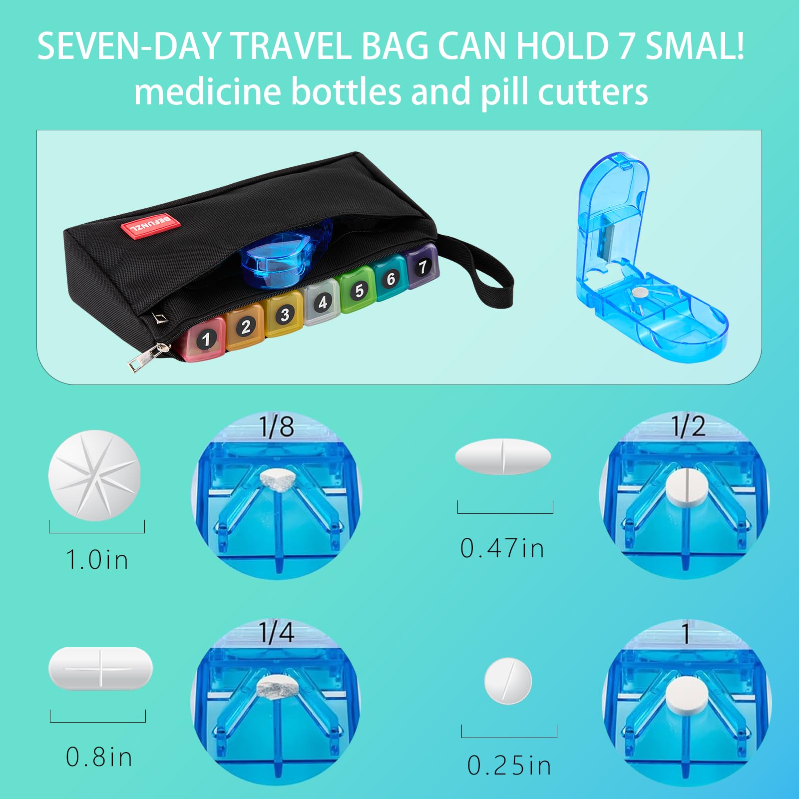 BEFUNZL Monthly Pill Organizer, Medicine Organizer Box with Portable Hard Shell and Pill Cutter, 31 Day Pill Holder with Weekly