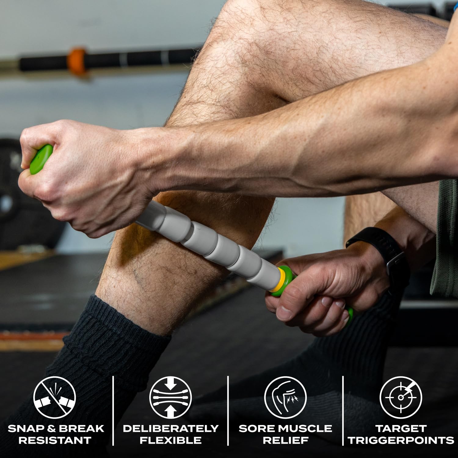Massage Stick 14 Flexible Handheld Spindle Massage Roller - Full Body Muscle Recovery & Myofascial Release (Small - 14 Massage S