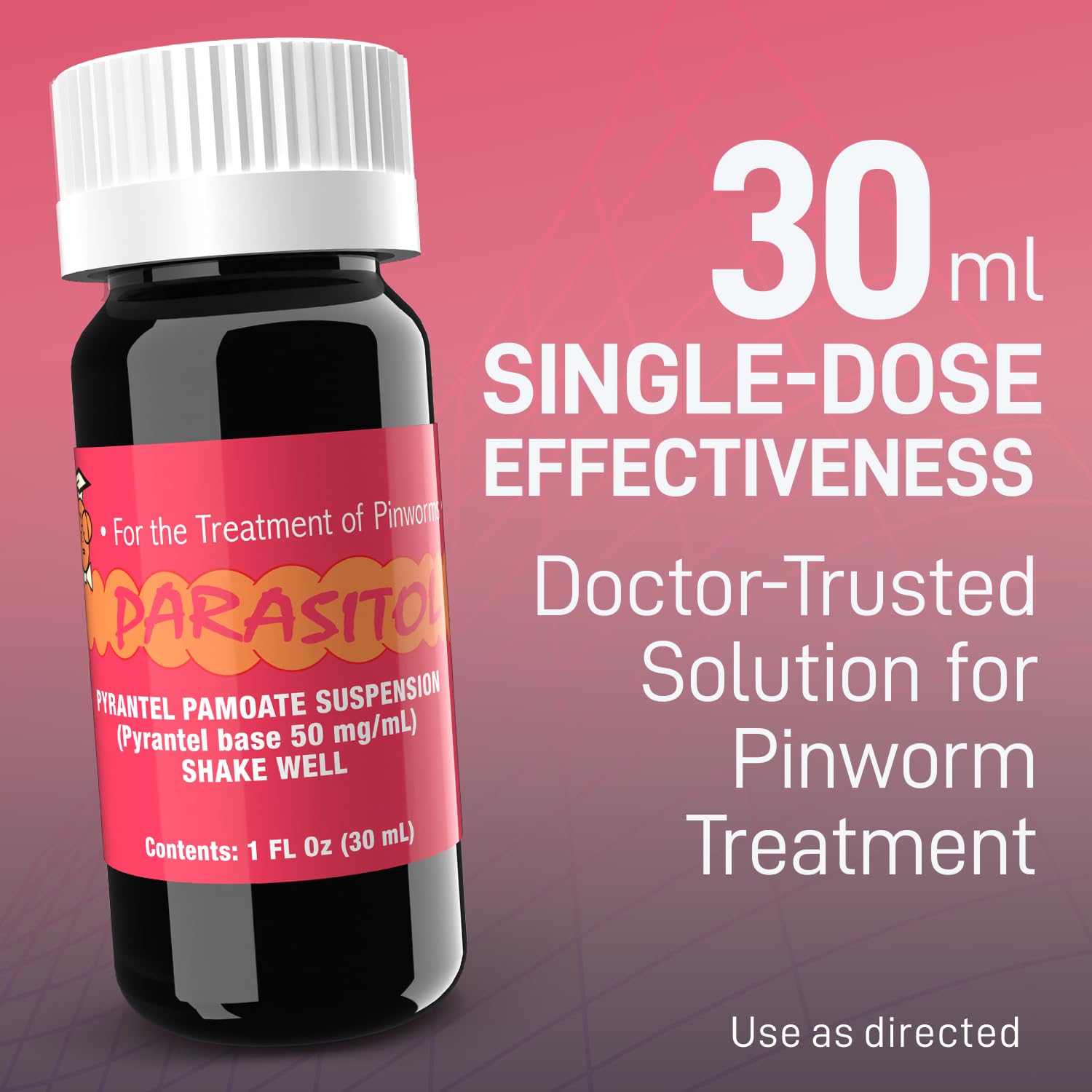 PARASITOL Pinworm Medicine for Family | Effective Deworming Formula with Pyrantel Pamoate, Quick Relief for All Ages, Easy Liqui